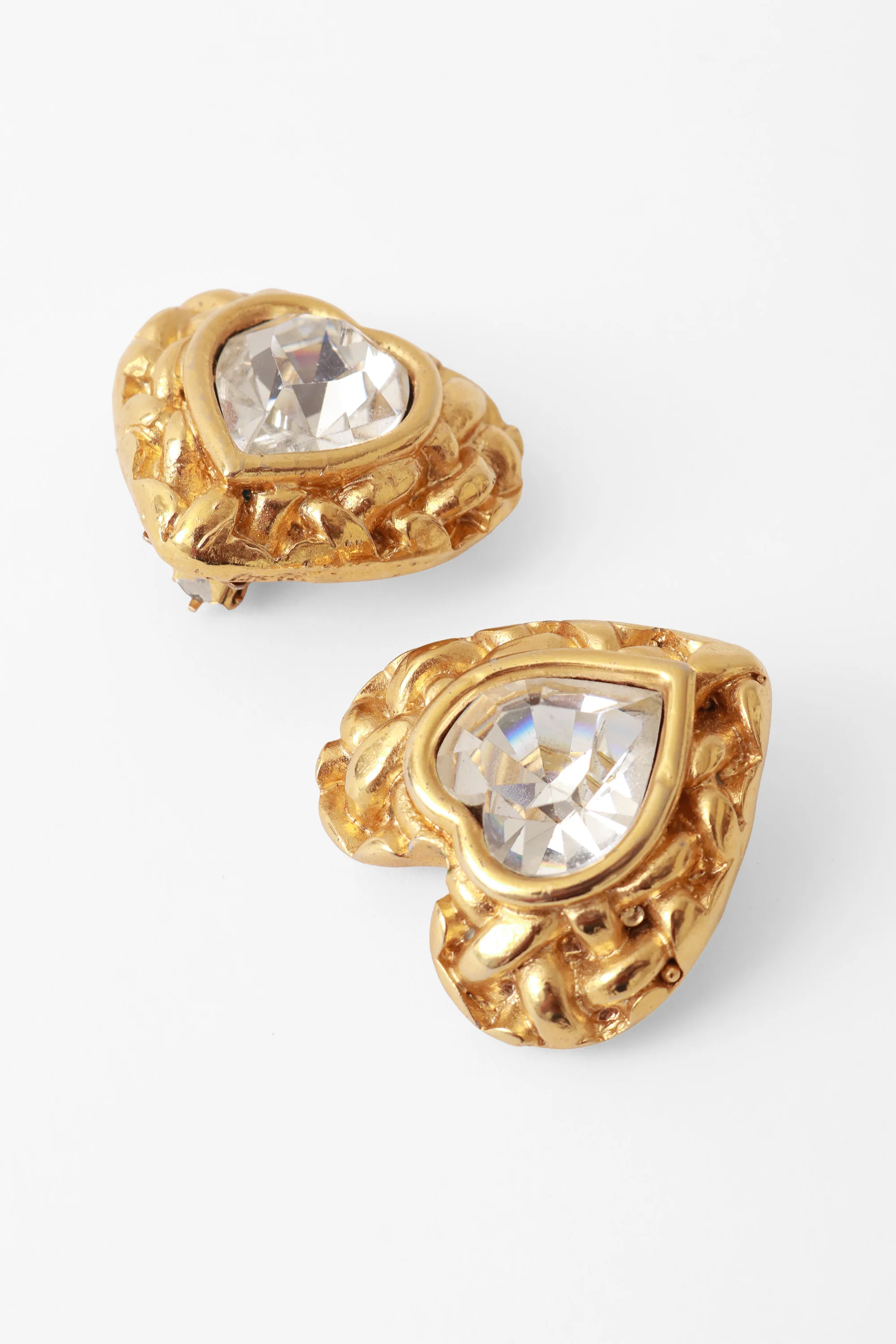 Woven Crystal Heart Button Earrings - Image 3