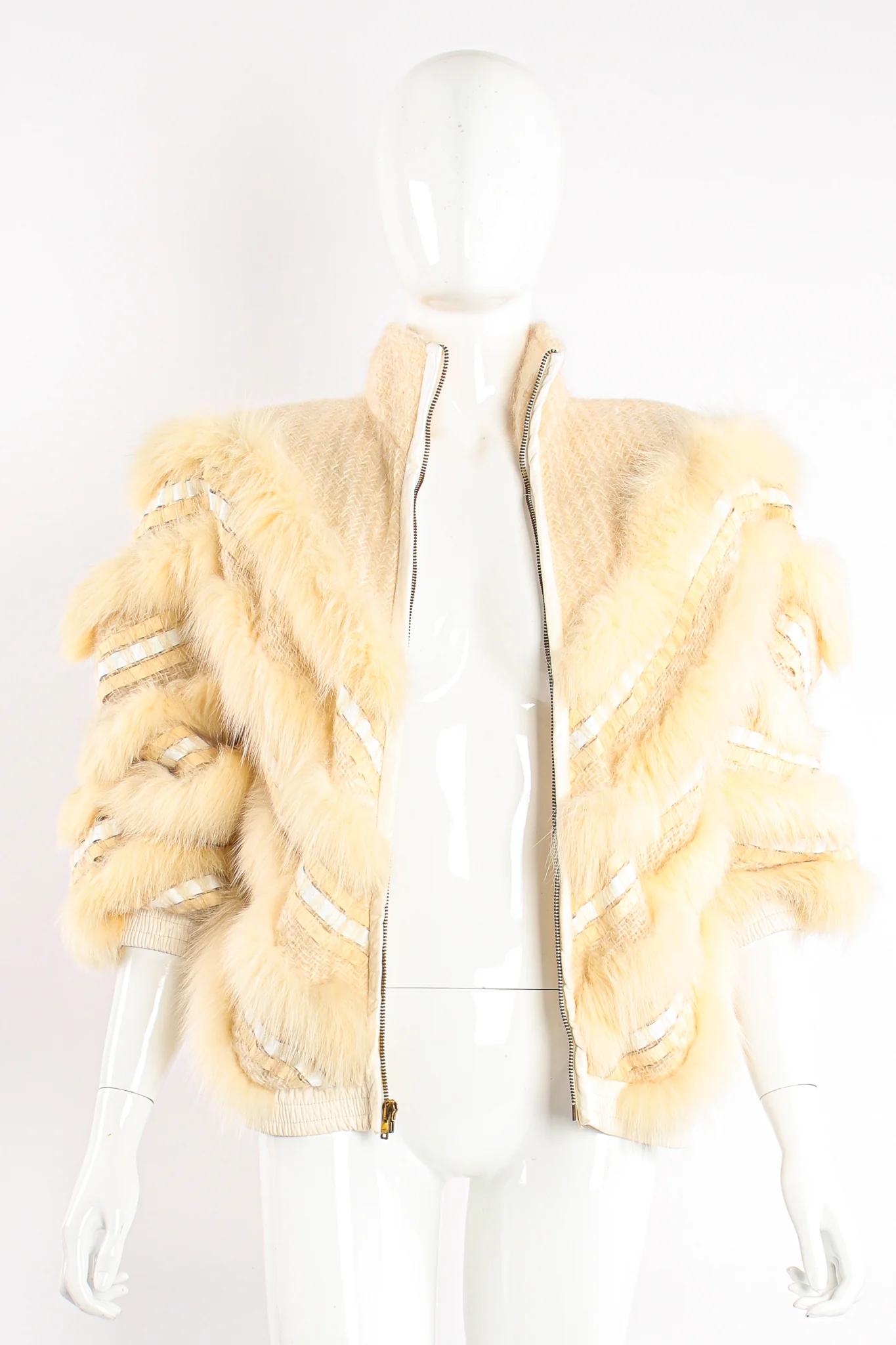 Woven Fur Chevron Bomber - Image 6