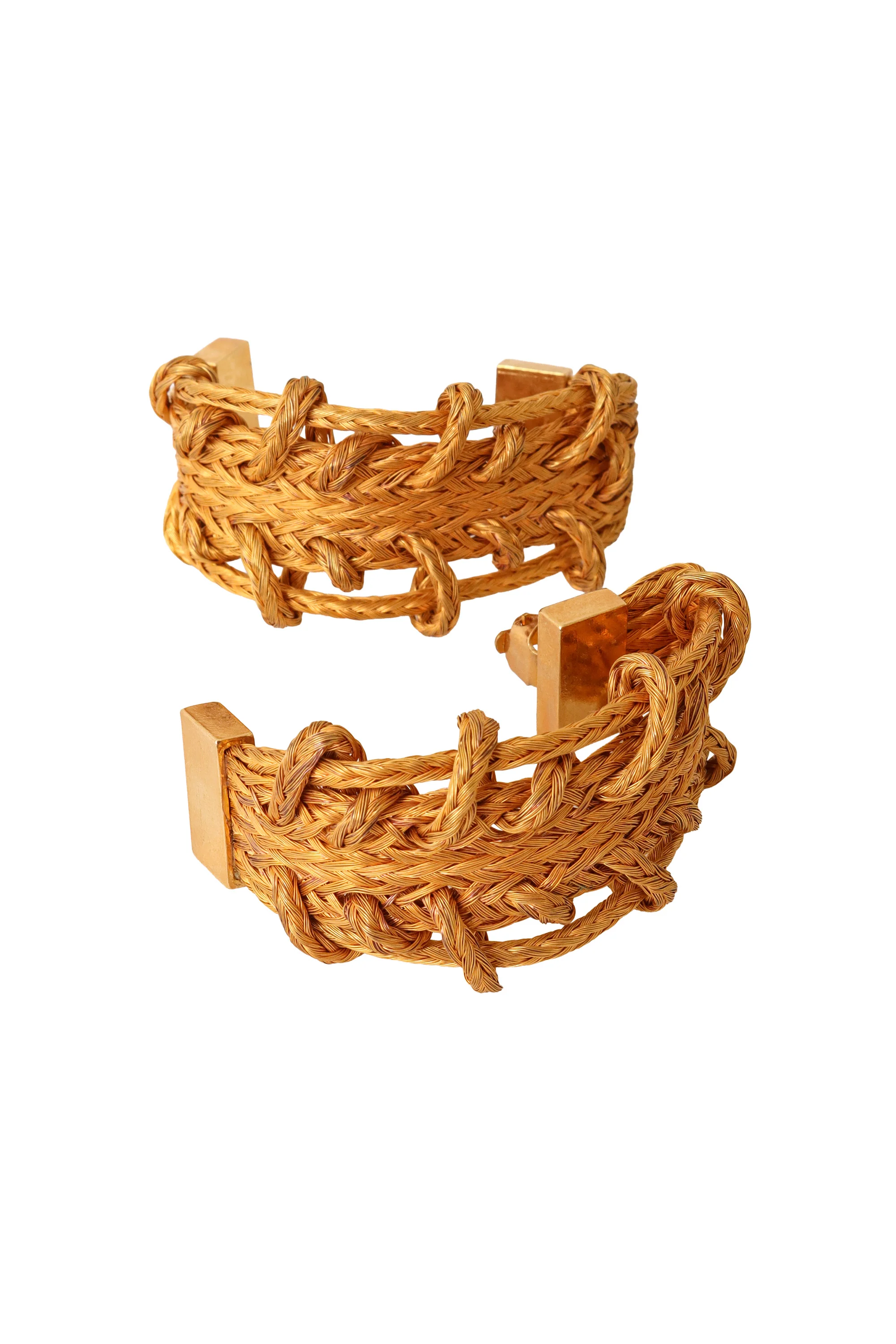 Woven Lamé Hoop Cuff Earrings - Image 3