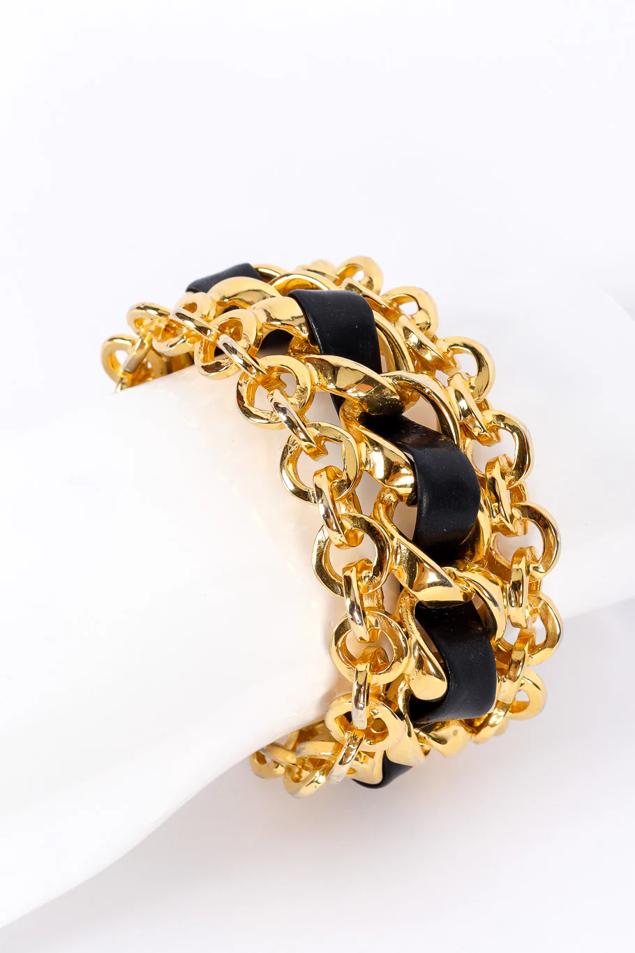 Woven Leather Chain Cuff