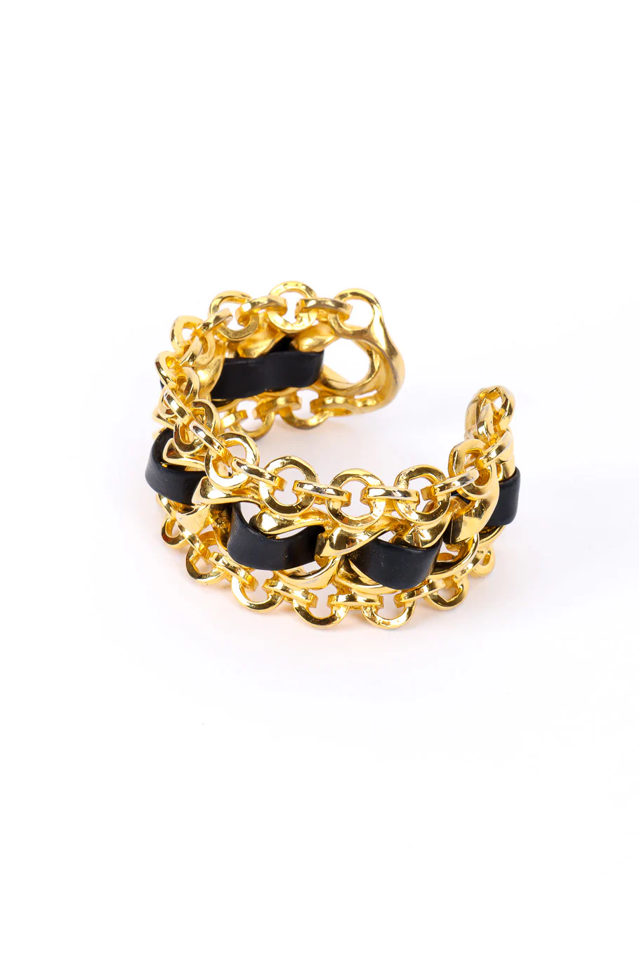 Woven Leather Chain Cuff - Image 3