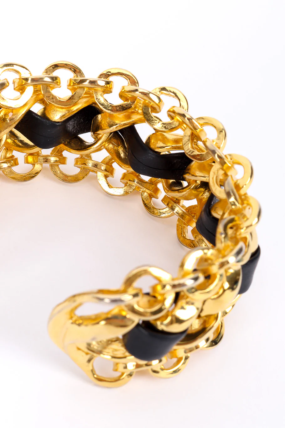 Woven Leather Chain Cuff - Image 5
