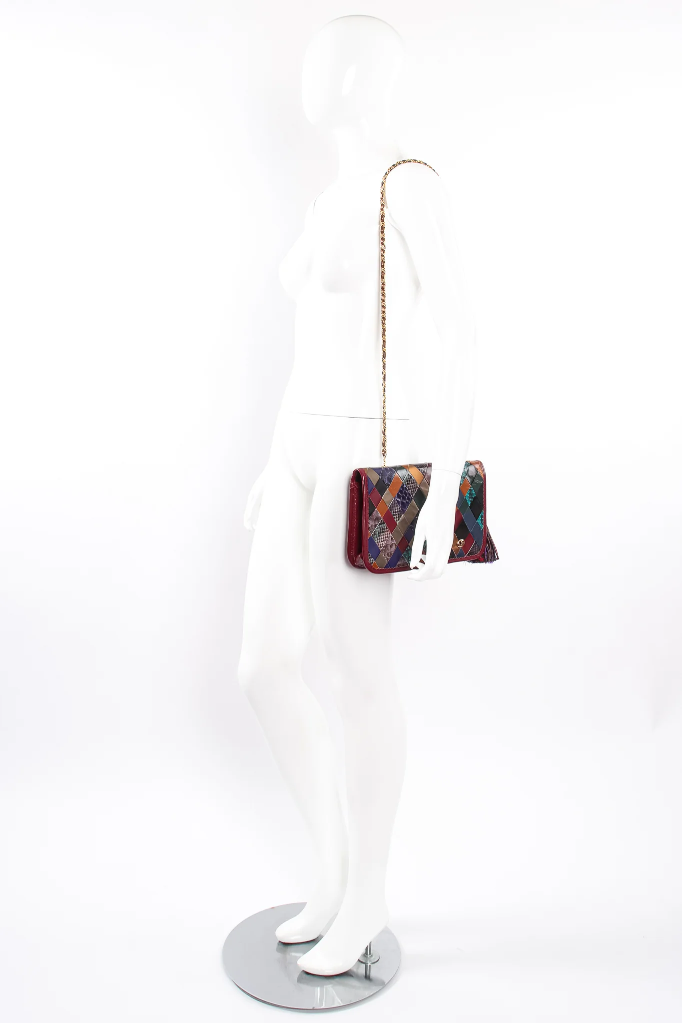 Woven Leather & Snakeskin Tassel Bag - Image 2
