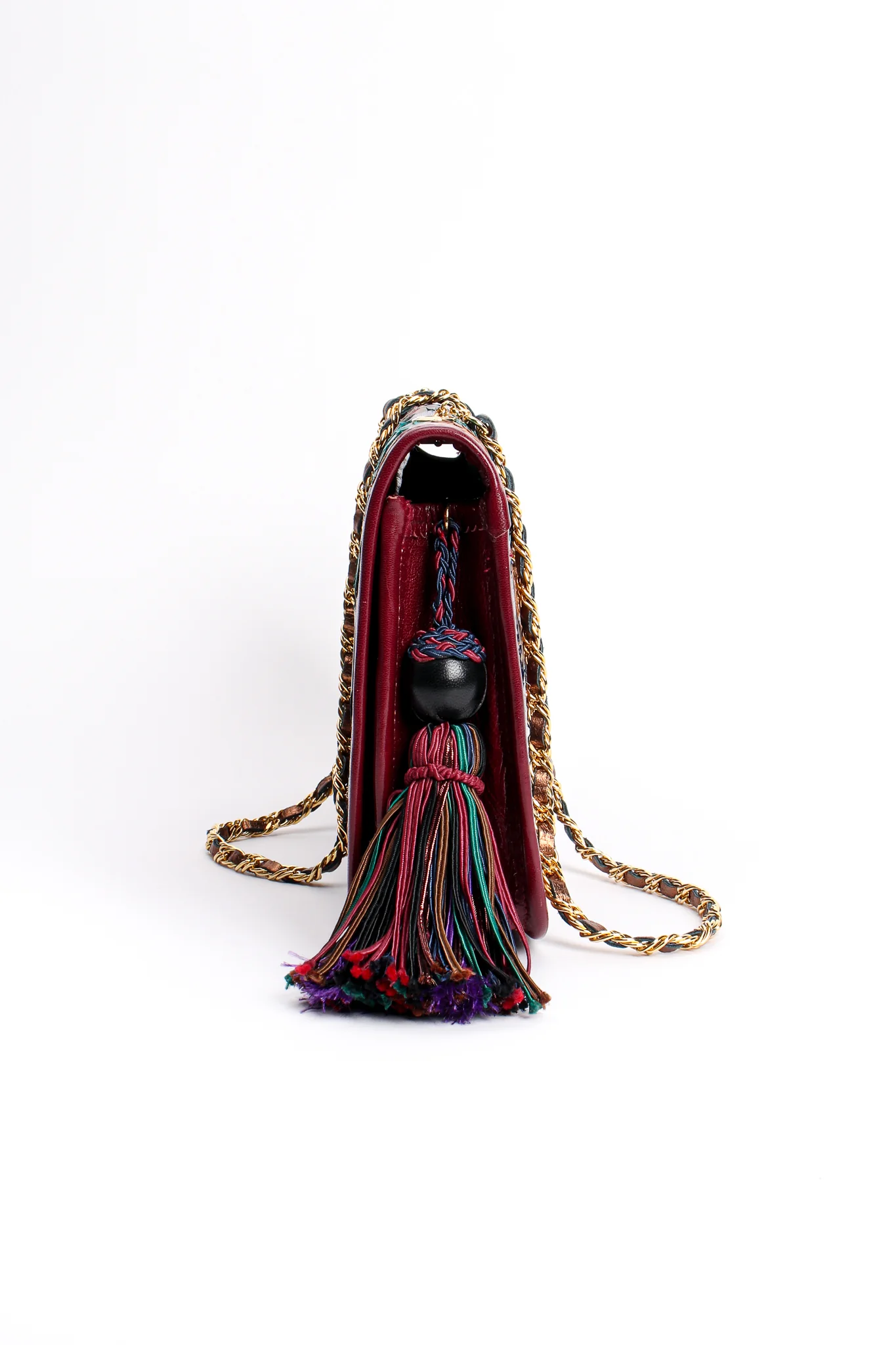 Woven Leather & Snakeskin Tassel Bag - Image 5