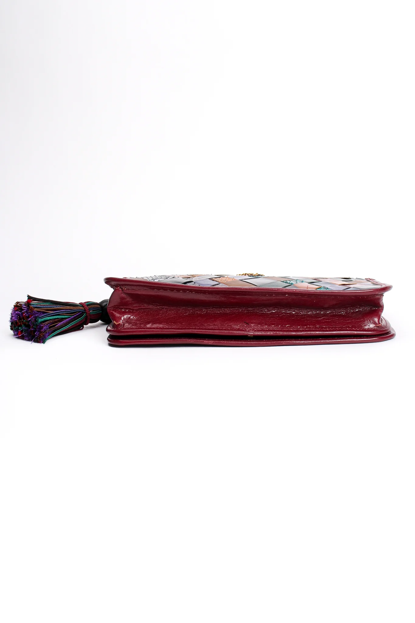 Woven Leather & Snakeskin Tassel Bag - Image 8