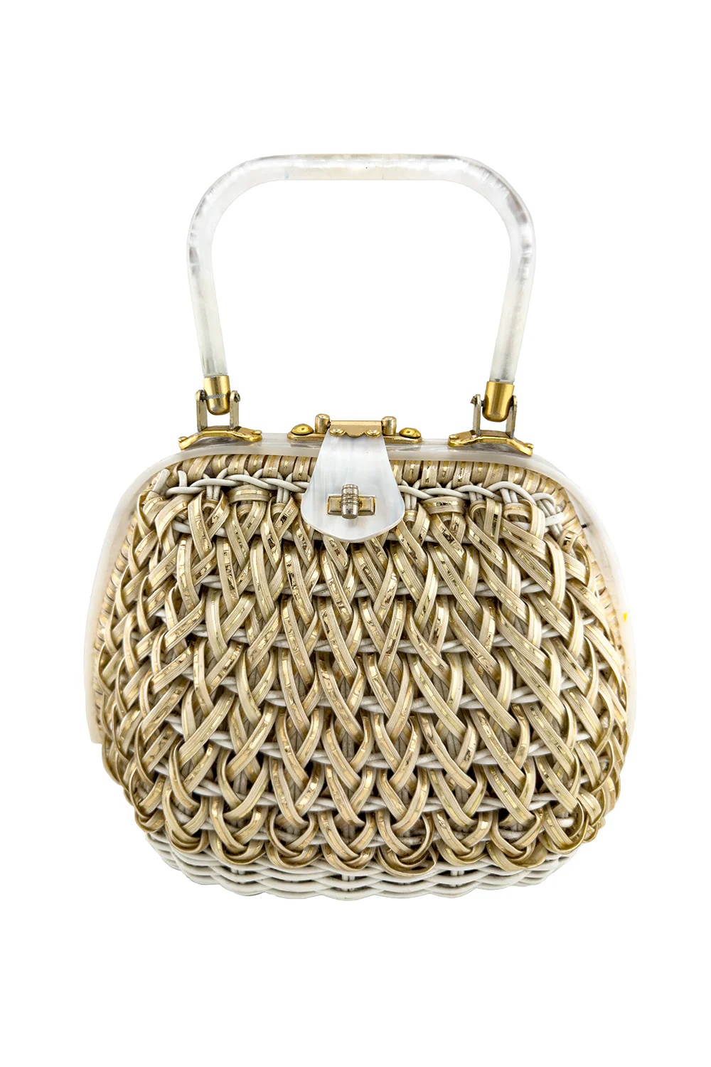 Woven Lucite Frame Handbag