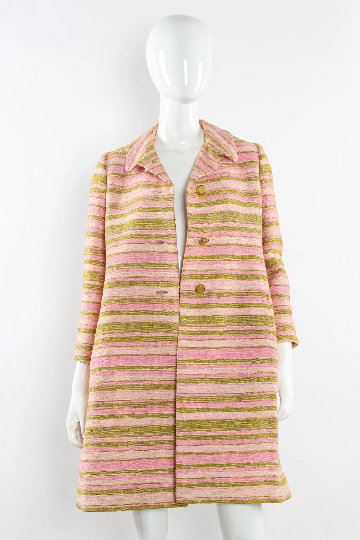 Woven Stripe Print Peacoat - Image 5