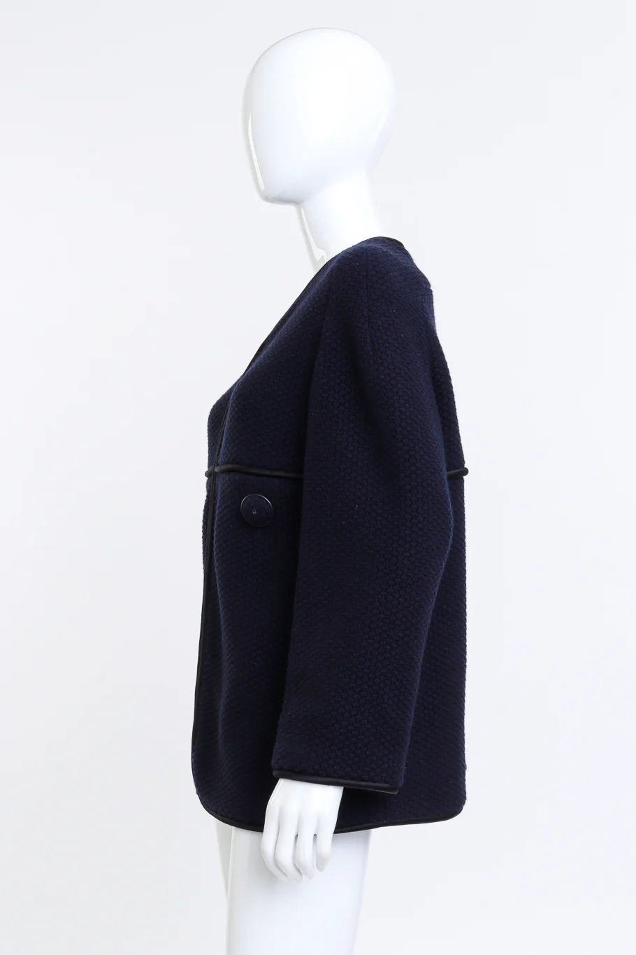 Woven Wool Collarless Jacket - Image 3