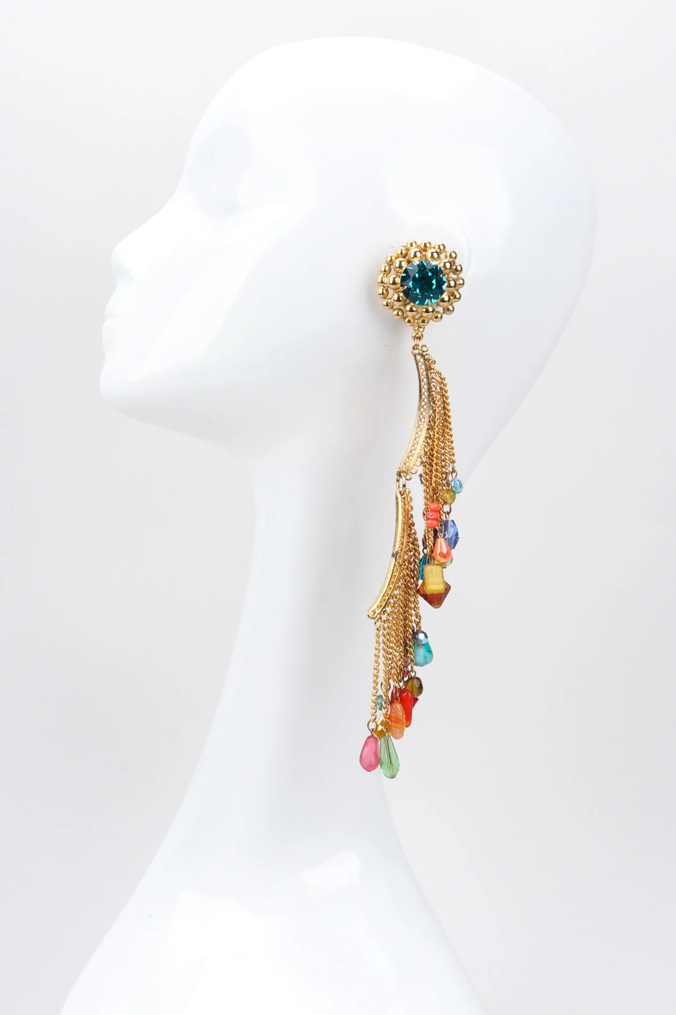 XL Rainbow Beaded Fringe Earring