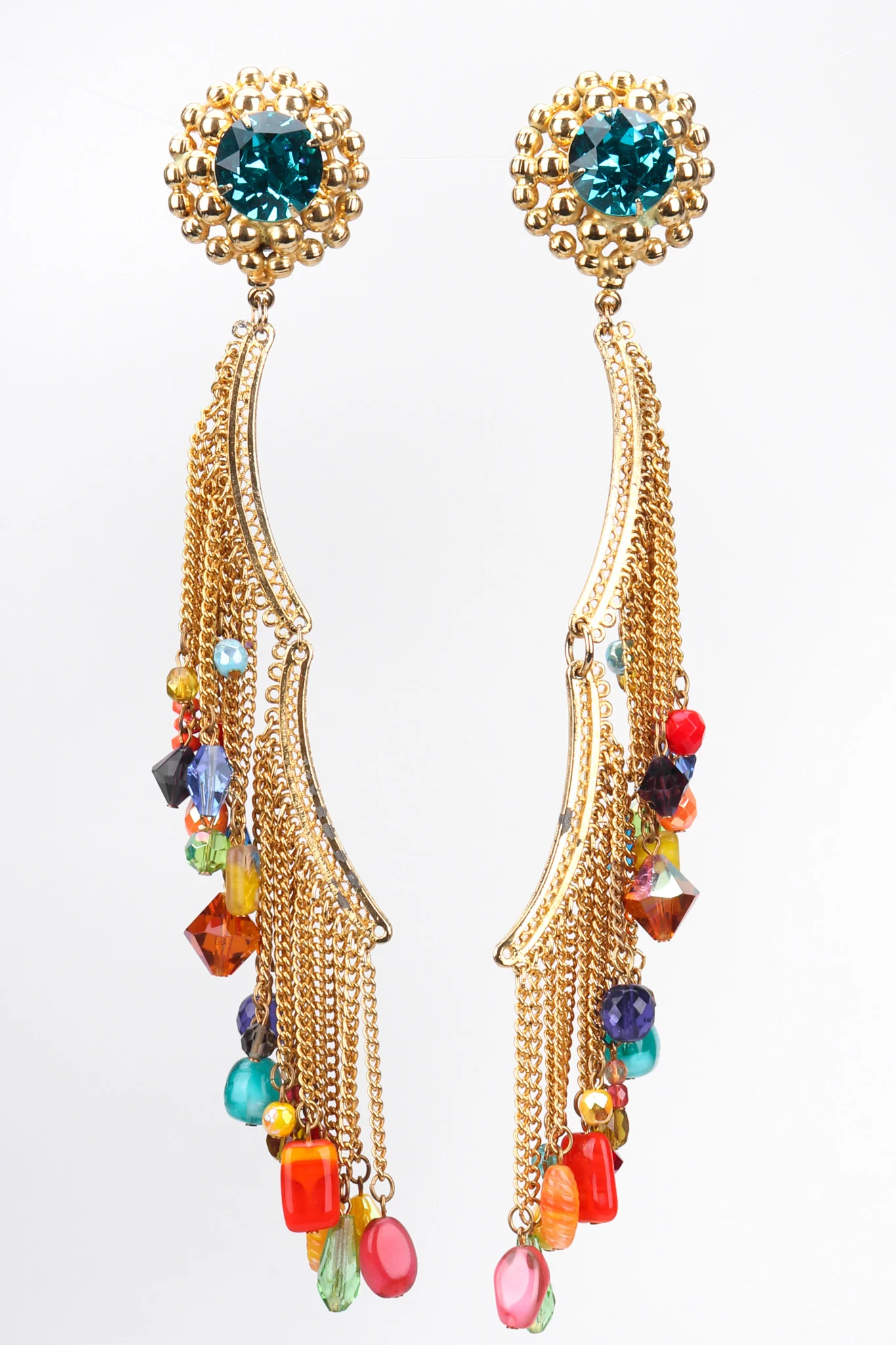 XL Rainbow Beaded Fringe Earring - Image 2
