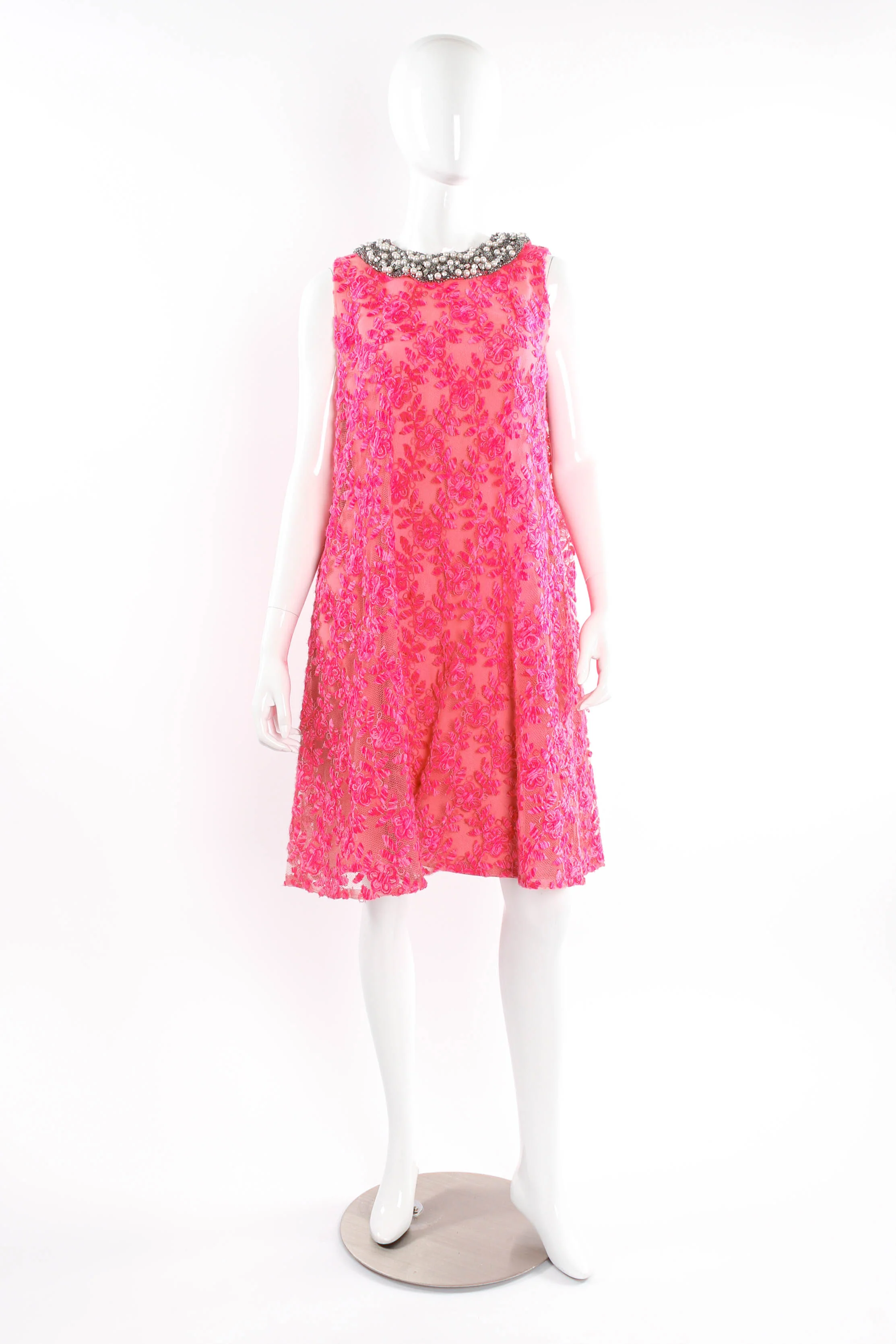 1960s Yarn Floral Lace Dress
