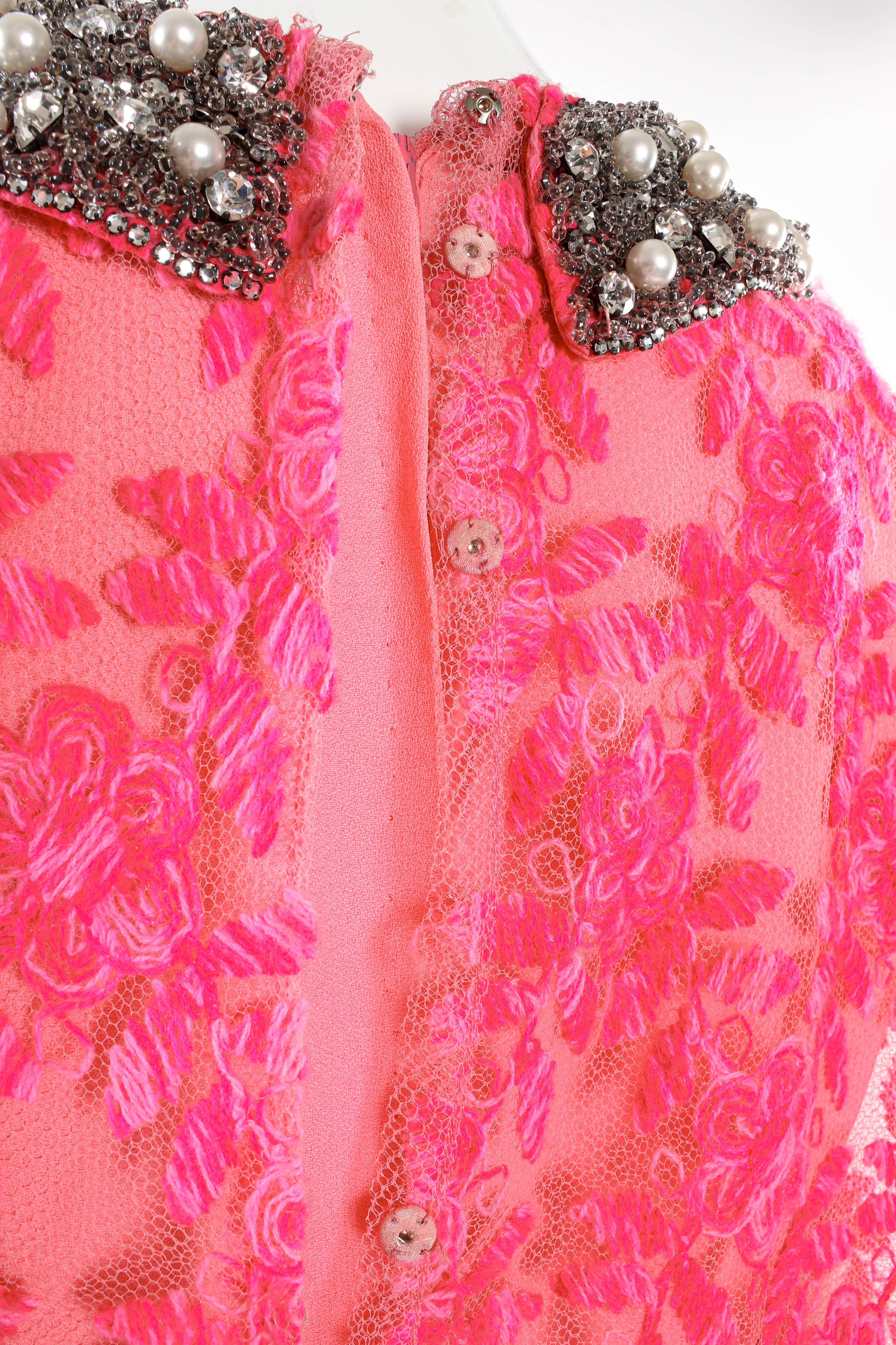 1960s Yarn Floral Lace Dress - Image 10