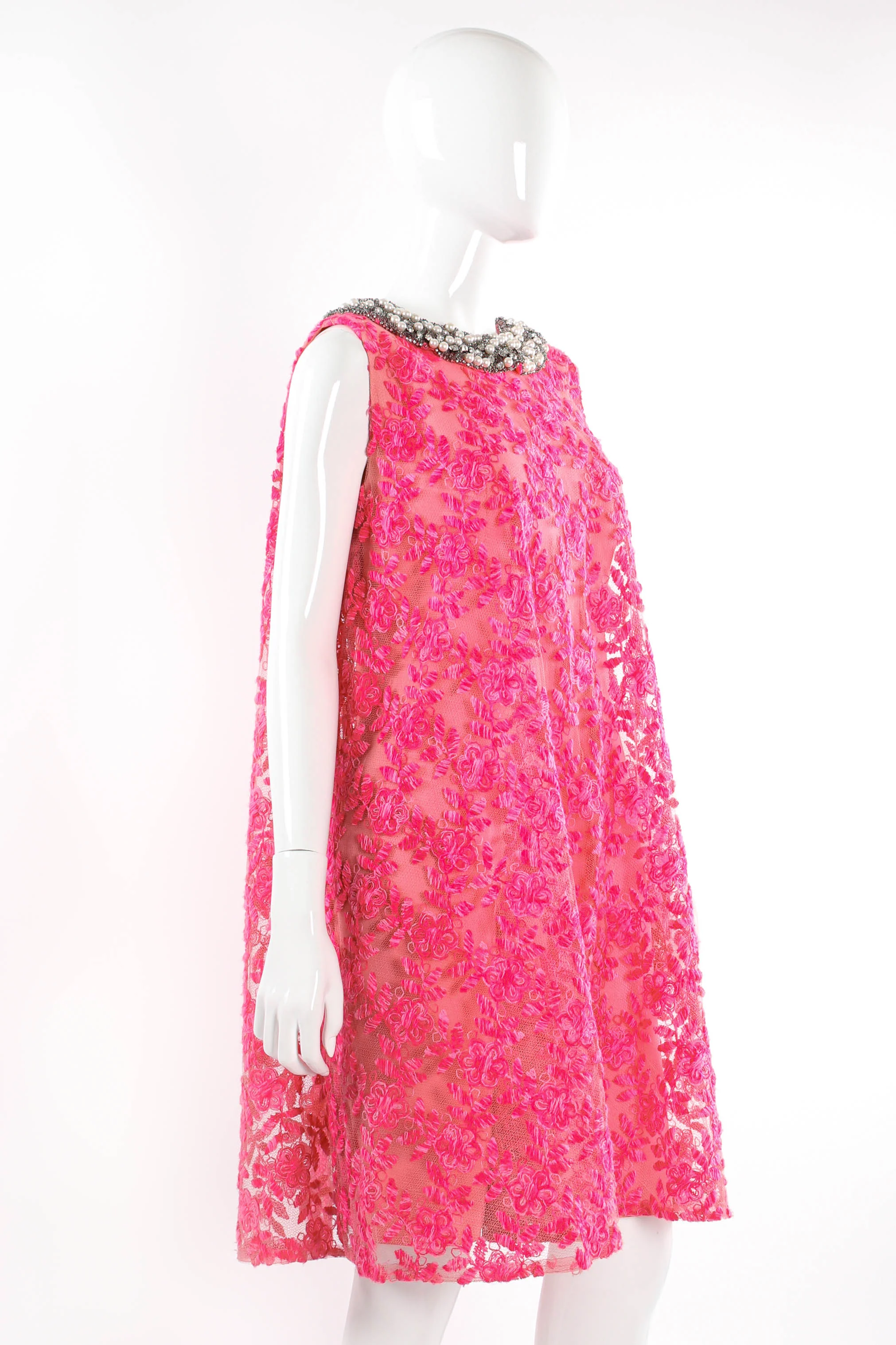 1960s Yarn Floral Lace Dress - Image 6
