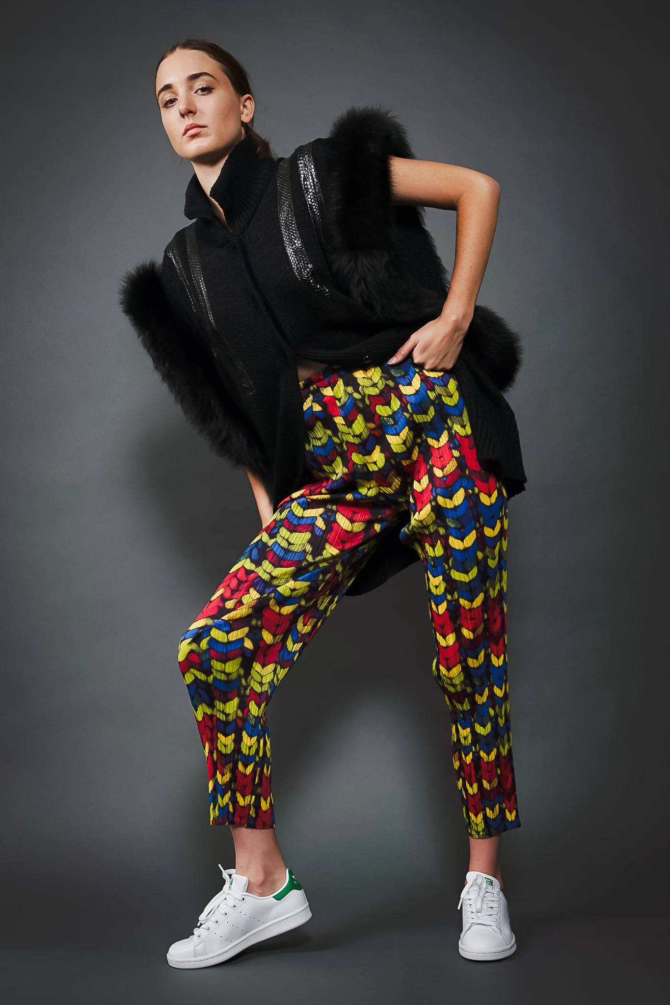 Pleated Yarn Print Pant - Image 2
