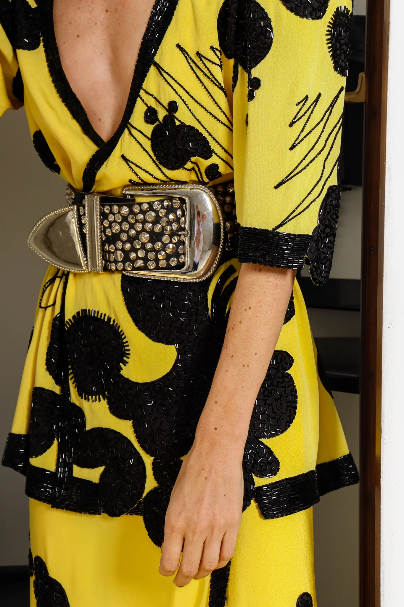 Beaded Abstract Art Top & Skirt Set - Image 3