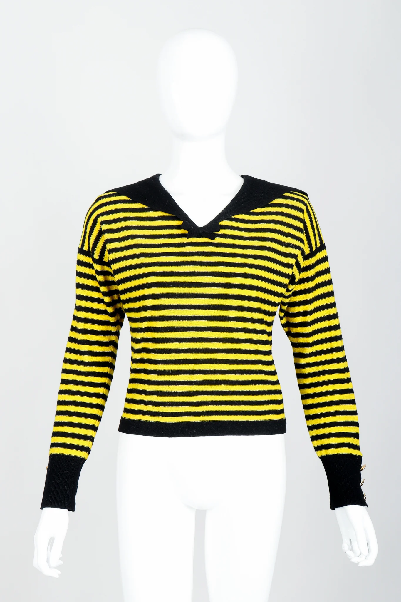Yellow Stripe Knit Sailor Sweater - Image 5