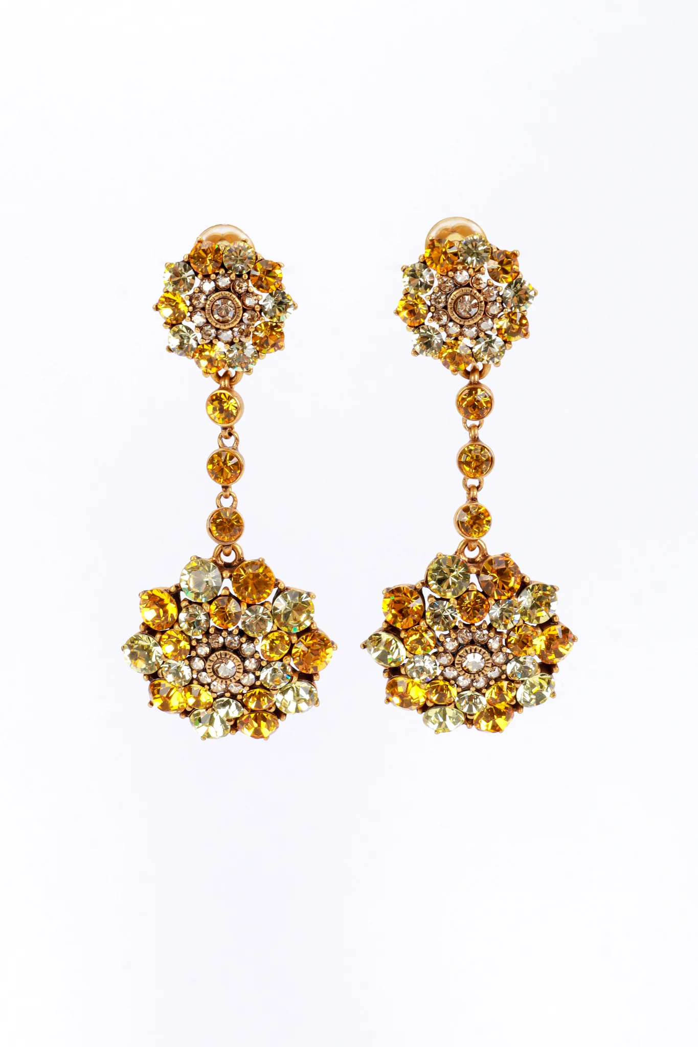Yellows Crystal Flower Burst Drop Earrings