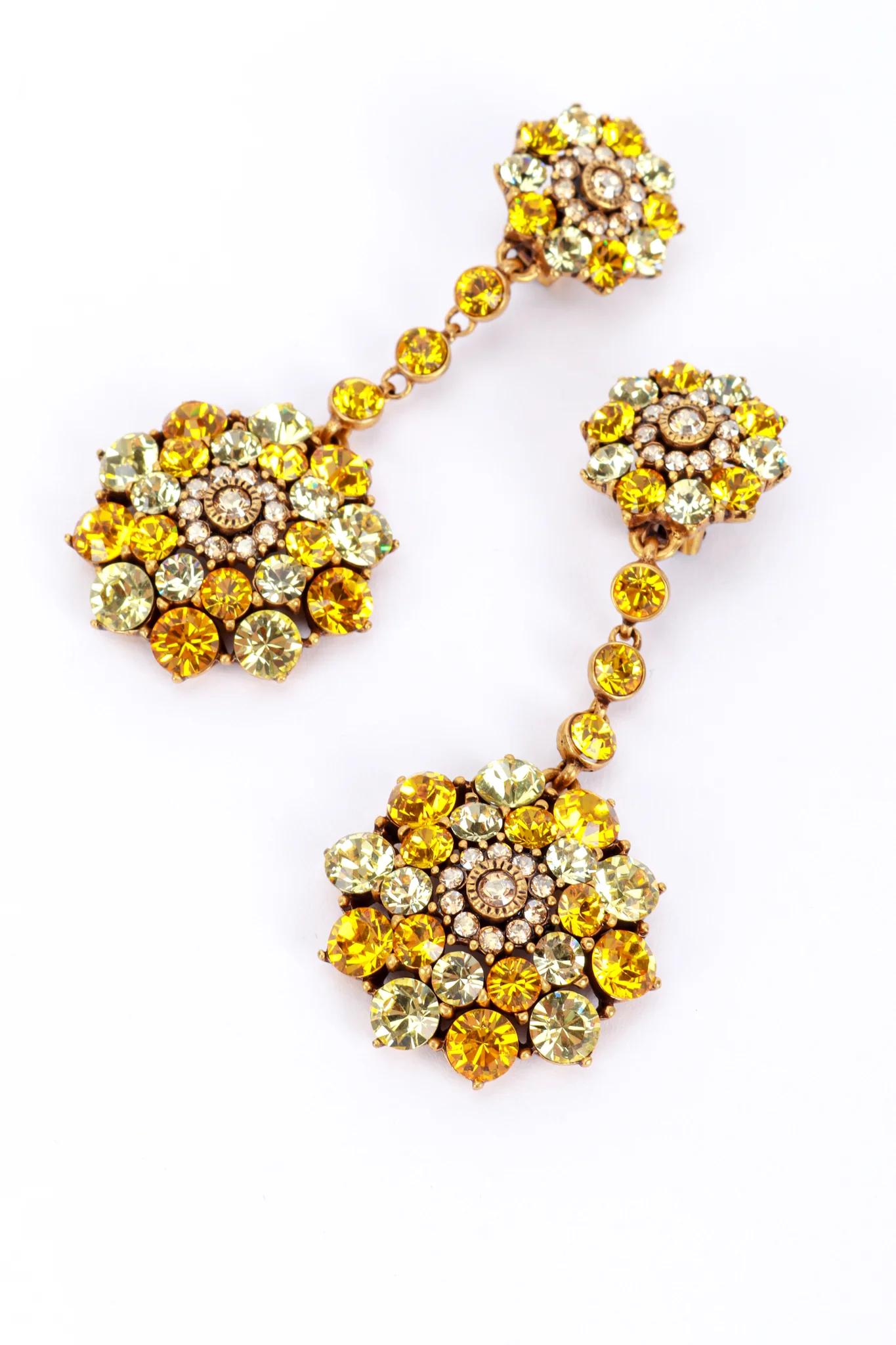 Yellows Crystal Flower Burst Drop Earrings - Image 3