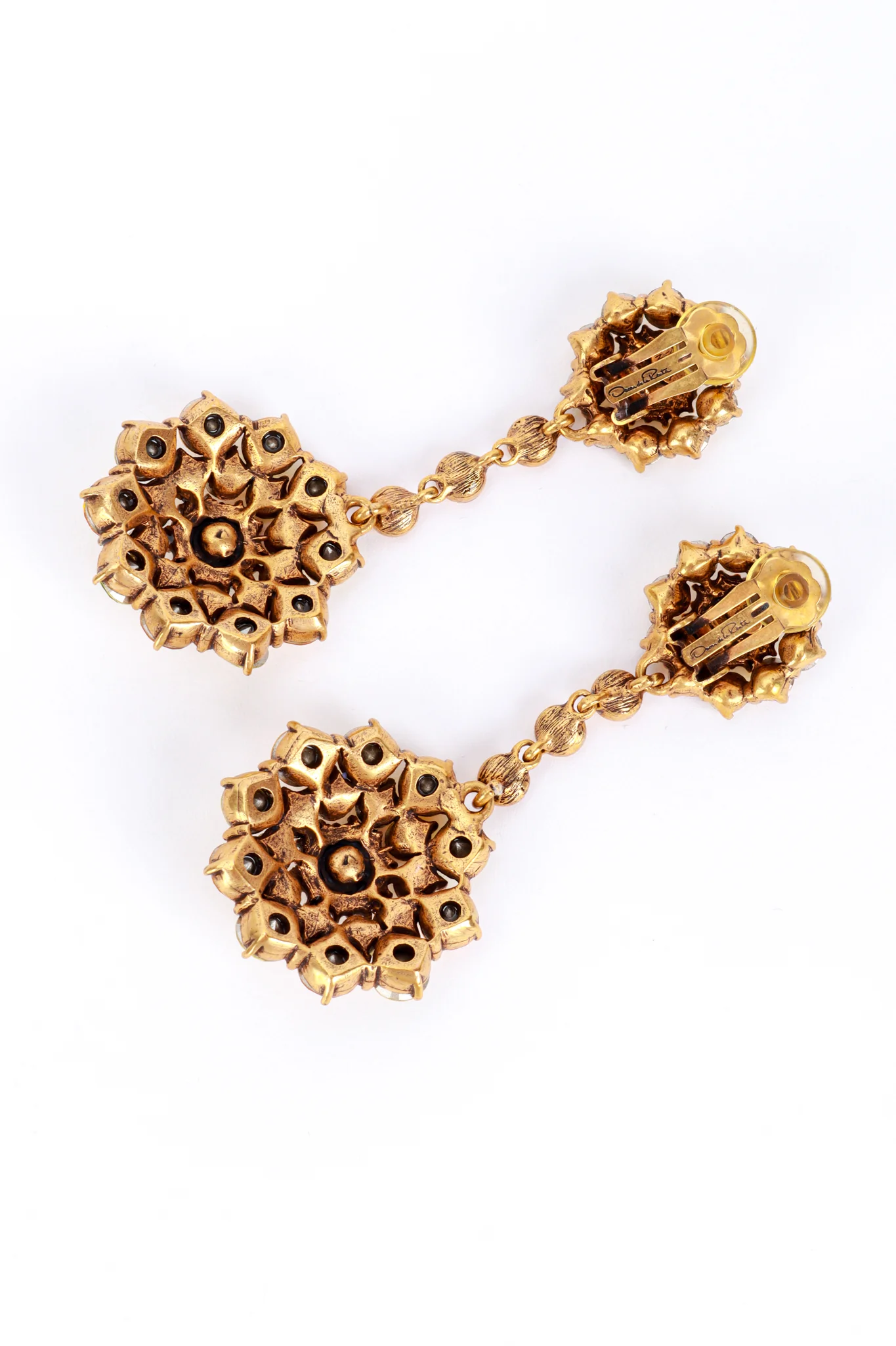 Yellows Crystal Flower Burst Drop Earrings - Image 4
