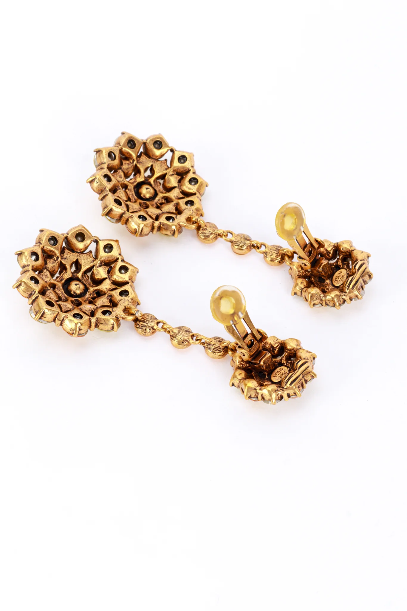 Yellows Crystal Flower Burst Drop Earrings - Image 5