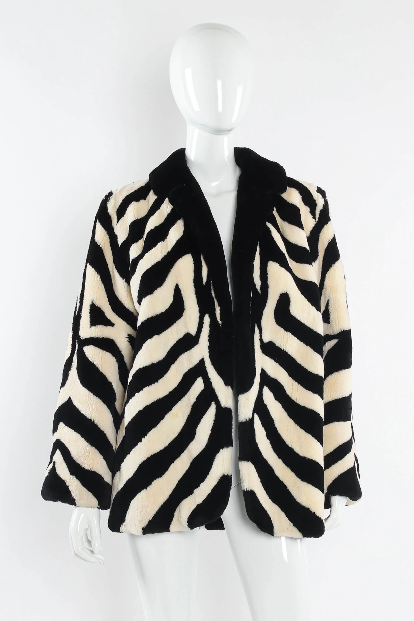 Zebra Stripe Fur Coat