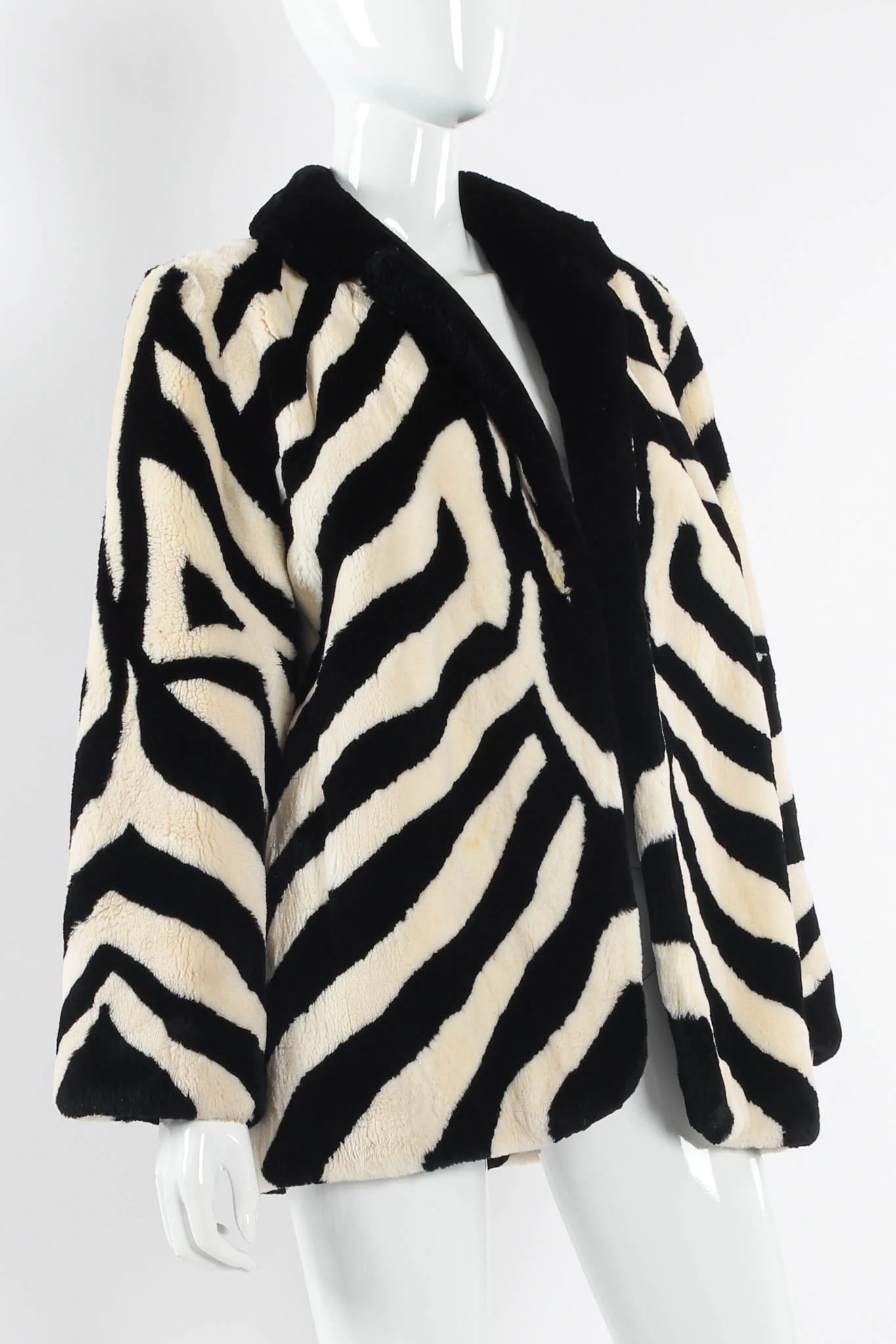Zebra Stripe Fur Coat - Image 4