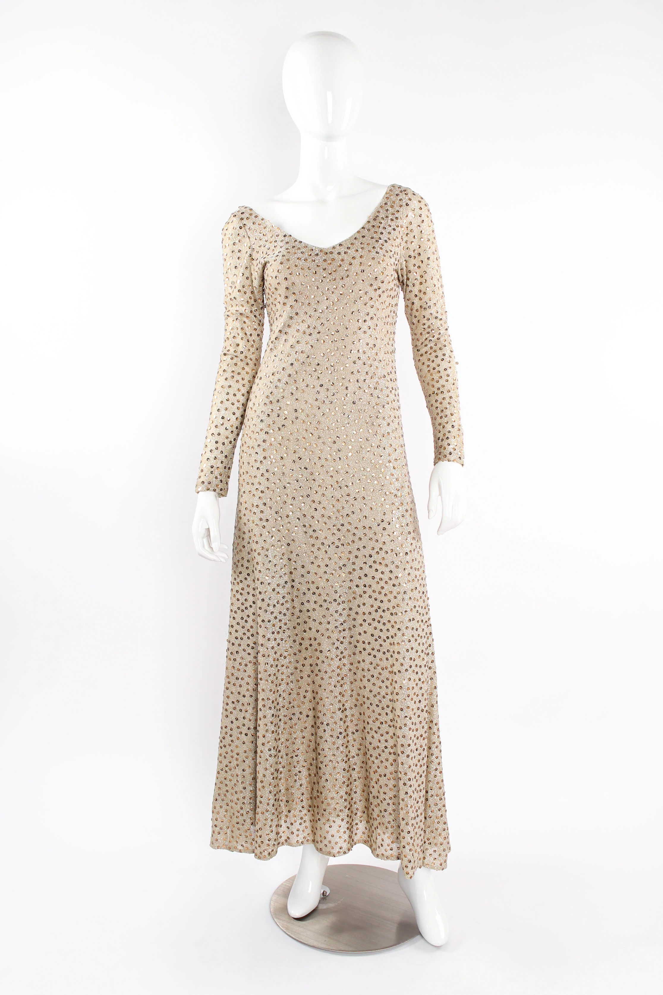 Metallic Zebrawood Sequin Dress & Shawl Set - Image 3
